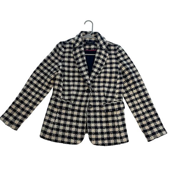 Talbots Women’s Tweed Houndstooth Black and White Blazer Size 4P Academic - Picture 5 of 11